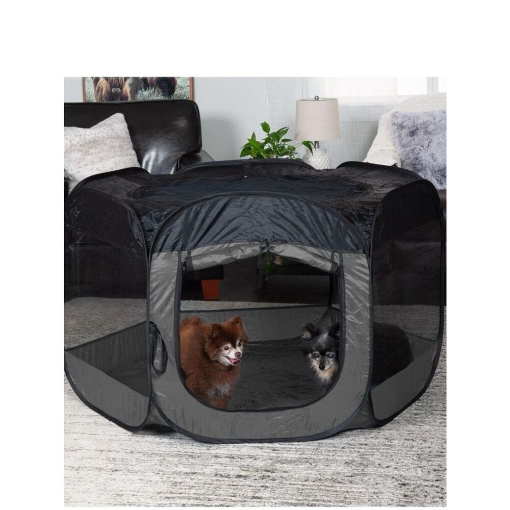 Portable Black and Gray Pop-Up Pet Playpen